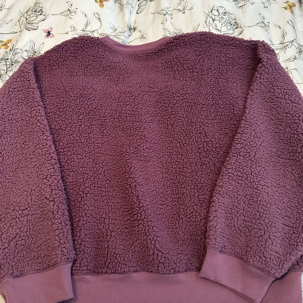 PINK Victoria’s Secret- Cozy Purple Sherpa Sweatshirt - Picture 2 of 3